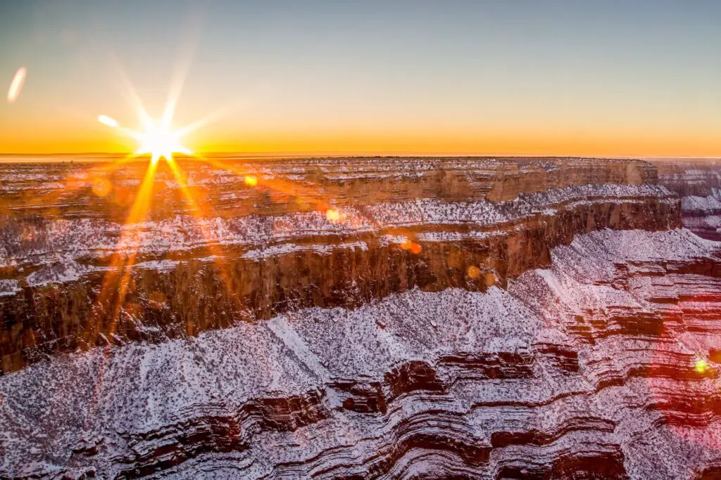 Grand Canyon in winter temperature